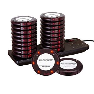 retekess td163 pager system,restaurant buzzers long range,set vibration,dual charging base,20 coaster pagers for hospital,kitchen,medical office,nursery