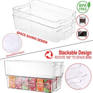 Alpacasso Fridge Organizer Storage Bins Stackable Freezer Kitchen Containers with Handles BPA Free Clear Organization Fridge Stackable Organizer for Cabinet Drawer and Pantry Pack of 8