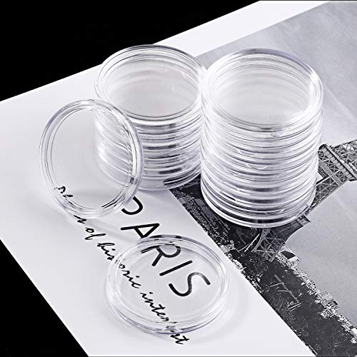 Silver Dollar Coin Case Holder for Collectors 40.6mm Silver Bar Plastic Round Coin Capsules Covers for Silver Bar Coin Collection Supplies (60 Pieces)