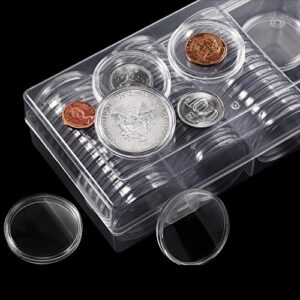 Silver Dollar Coin Case Holder for Collectors 40.6mm Silver Bar Plastic Round Coin Capsules Covers for Silver Bar Coin Collection Supplies (60 Pieces)