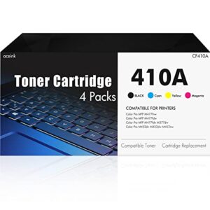 410a toner cartridge 4 pack: compatible replacment for hp 410a 410x cf410x cf410a cf411a cf412a cf413a for color pro mfp m477fnw m477fdn m477fdw m452dn m452dw m452nw printer(black cyan yellow magenta)
