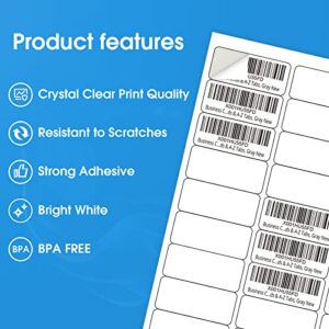 MaxGear 1" x 2-5/8" Address Mailing Sticker Labels for Inkjet or Laser Printer, Matte White Paper Sheets, Strong Adhesive, Dries Quickly, Holds Ink Well, 30 Sheets, 900 Labels