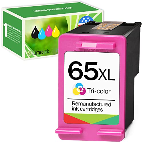 Limeink Remanufactured Ink Cartridge Replacement for 65XL 65 XL High Yield for HP DeskJet 2600 2622 2652 2655 3700 3720 3722 3752 3755 Envy 5000 5052 5055 Printer AMP 100 (Color)