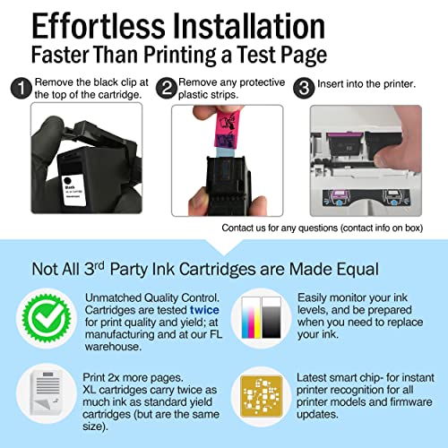 Limeink Remanufactured Ink Cartridge Replacement for 65XL 65 XL High Yield for HP DeskJet 2600 2622 2652 2655 3700 3720 3722 3752 3755 Envy 5000 5052 5055 Printer AMP 100 (Color)