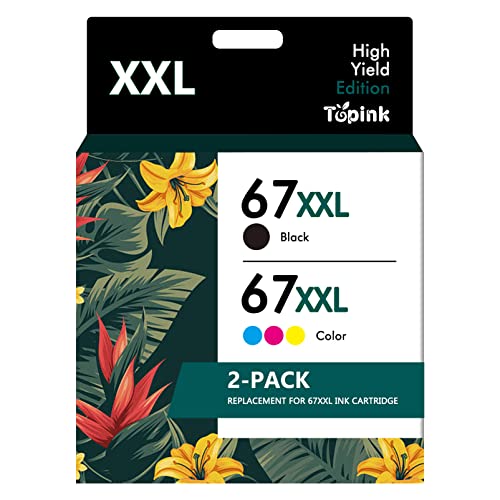 67XL Ink Cartridges Black Color Combo Pack for HP Printer Ink 67 67 XL XXL for Envy 6000 6055 6055e 6052 6058 6075 Envy Pro 6400 6455 6455e 6452 6458 DeskJet 1255 2732 2752 2755 2755e 4140 4152 4155