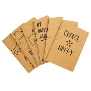 24 Pack Bulk Kraft Paper Notebooks, Happy Journal with 80 Lined Pages for Kids, Office, School Supplies (4 x 5.75 In)