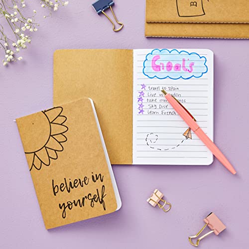 24 Pack Bulk Kraft Paper Notebooks, Happy Journal with 80 Lined Pages for Kids, Office, School Supplies (4 x 5.75 In)