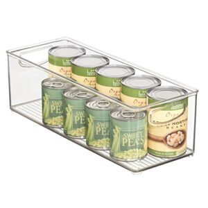 mDesign Plastic Kitchen Organizer - Storage Holder Bin with Handles for Pantry, Cupboard, Cabinet, Fridge/Freezer, Shelves, and Counter - Holds Canned Food, Snacks, Drinks, and Sauces - Clear