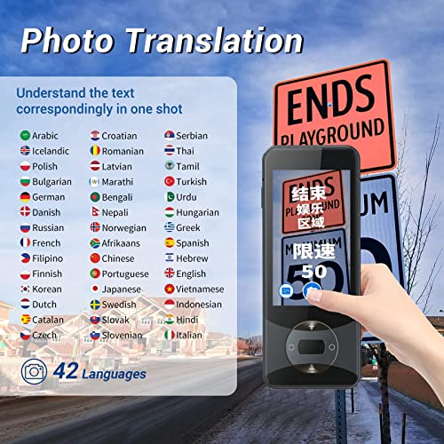 Anfier Language Translator Device 127 Languages AI Voice Translator W10 with 3.0 inch Touchscreen Image Translation Support Instant Two Way Translation for Travel Business