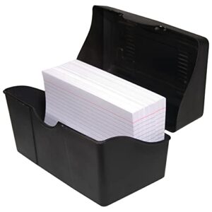 innovative storage designs plastic card file, 4″ x 6″, 300-card capacity, black