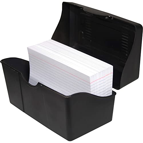 Innovative Storage Designs Plastic Card File, 4" x 6", 300-Card Capacity, Black