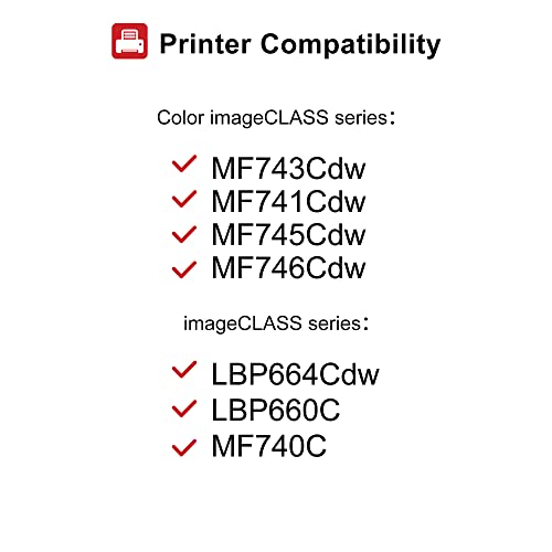 055H 055 Toner MF743cdw Toner High Yield (with Chip) Replacement for Canon 055 055H Toner use with Color ImageClass MF743Cdw MF741Cdw MF745Cdw LBP664Cdw MF743 Printer Black Cyan Magenta Yellow