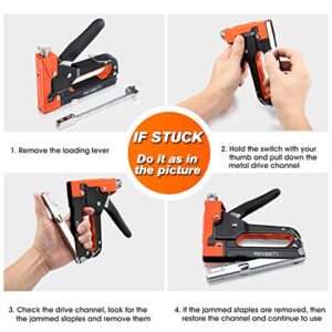 REXBETI Staple Gun, Manual Brad Nailer Power Heavy Duty 3 in 1 Staple Gun with 2600-Piece Staples for Upholstery, Fixing Material, Decoration, Carpentry, Furniture (Staple Gun+Case+Remover)