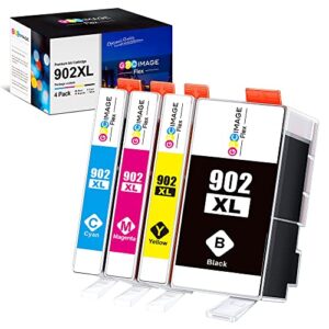 gpc imageflex 902xl compatible ink cartridge replacement for hp 902 ink cartridges 902xl 902 xl ink cartridges compatible with officejet 6978 6968 6962 6958 6970 6950 6960 series printer(4-pack)