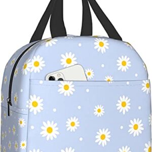 Insulated Lunch Bag for Girls Women, Cooler Tote Reusable Lunch Box Container For Girls Boys School Work Office Travel Picnic Floral Daisy Purple Flower