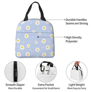 Insulated Lunch Bag for Girls Women, Cooler Tote Reusable Lunch Box Container For Girls Boys School Work Office Travel Picnic Floral Daisy Purple Flower