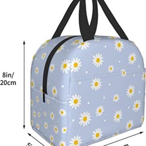 Insulated Lunch Bag for Girls Women, Cooler Tote Reusable Lunch Box Container For Girls Boys School Work Office Travel Picnic Floral Daisy Purple Flower