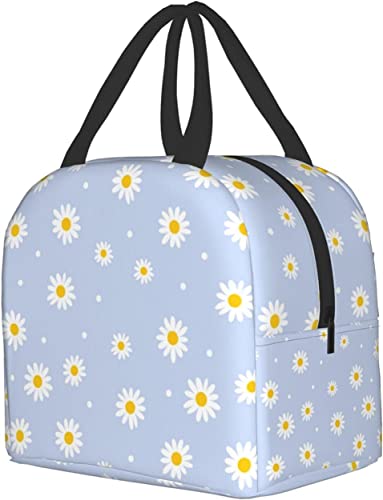 Insulated Lunch Bag for Girls Women, Cooler Tote Reusable Lunch Box Container For Girls Boys School Work Office Travel Picnic Floral Daisy Purple Flower