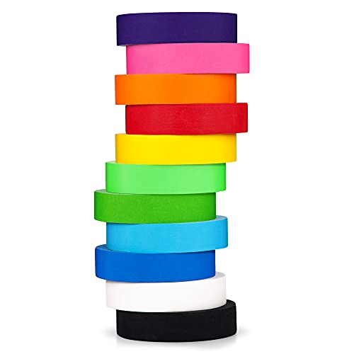 Craftzilla Colored Masking Tape – 11 Roll Multi Pack – 825 Feet x 1 Inch of Colorful Craft Tape – Vibrant Rainbow Colored Painters Tape – Great for Arts & Crafts, Labeling and Color-Coding