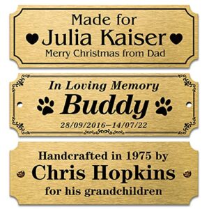 personalized name plates, solid brass engraved plaque, trophy plates engraved, custom name plate with adhesive backing or screws, 3″ w x 1″ h