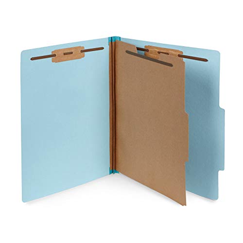 10 Blue Classification Folders - 1 Divider - 2 Inch Tyvek Expansions - Durable 2 Prongs Designed to Organize Standard Medical Files, Law Client Files, Office Reports - Letter Size, Blue, 10 Pack