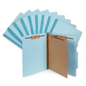 10 Blue Classification Folders - 1 Divider - 2 Inch Tyvek Expansions - Durable 2 Prongs Designed to Organize Standard Medical Files, Law Client Files, Office Reports - Letter Size, Blue, 10 Pack