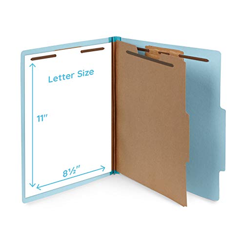 10 Blue Classification Folders - 1 Divider - 2 Inch Tyvek Expansions - Durable 2 Prongs Designed to Organize Standard Medical Files, Law Client Files, Office Reports - Letter Size, Blue, 10 Pack