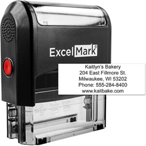 excelmark large return address stamp – up to 5 lines – custom self inking rubber stamp – customize online with many font choices – large size