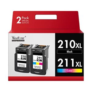 valuetoner remanufactured ink cartridge replacement for canon pg-210xl cl-211xl to use with pixma ip2702 ip2700 mp230 mp240 mp250 mp270 mp280 mp480 mp490 mp495 mp499 mx320 mx330 mx340 printer(2 pack)