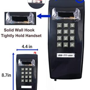 Classic Wall Phone for Landline with Mechanical Ringing, Single Line 2554 Wall Telephone with Indicator, Retro Wall Mounted Phone Waterproof, Old Wall Mount Phone for Kitchen,Home, Black