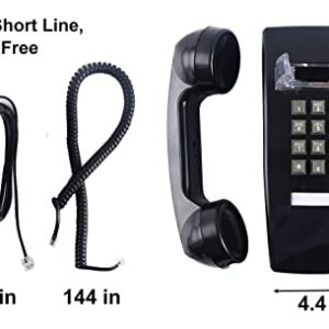 Classic Wall Phone for Landline with Mechanical Ringing, Single Line 2554 Wall Telephone with Indicator, Retro Wall Mounted Phone Waterproof, Old Wall Mount Phone for Kitchen,Home, Black