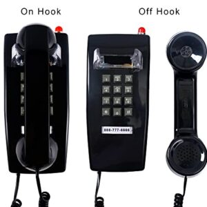 Classic Wall Phone for Landline with Mechanical Ringing, Single Line 2554 Wall Telephone with Indicator, Retro Wall Mounted Phone Waterproof, Old Wall Mount Phone for Kitchen,Home, Black