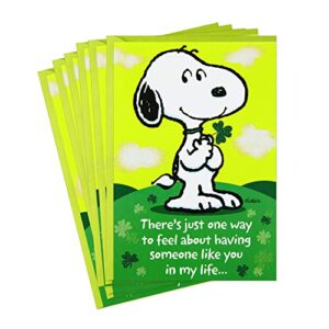 hallmark peanuts pack of st. patricks day cards, lucky snoopy (6 cards with envelopes)