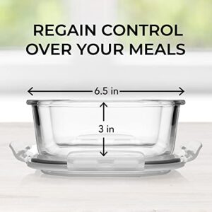 2 LARGE 1200ML / 42 Oz Glass Food Storage Containers w/Airtight Lids - Microwave/Oven/Freezer & Dishwasher Safe - BPA/PVC Free + Leak Proof - Ideal for Baking & Storing food. Keeps Food Fresh longer