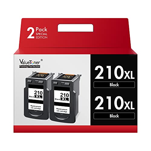 Valuetoner Remanufactured Ink Cartridge Replacement for Canon PG-210XL PG 210XL (2 Black) for PIXMA IP2700 IP2702 MP230 MP240 MP250 MP270 MP280 MP480 MP490 MP495 MP499 MX320 MX330 MX340 MX350 Printer