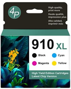 q-image 910xl ink cartridges combo pack work with officejet pro 8020 8025 8035 8028 8022 8030 printer(black, cyan, magenta, yellow, total 4 packs)