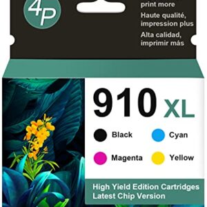 Q-image 910XL Ink cartridges Combo Pack Work with Officejet Pro 8020 8025 8035 8028 8022 8030 Printer(Black, Cyan, Magenta, Yellow, Total 4 Packs)