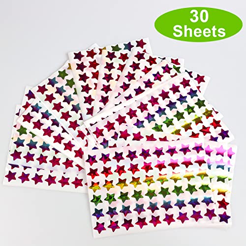 1620 Holographic Rainbow Small Star Stickers for Kids Reward, Behavior Chart, Student Planner and School Classroom Teacher Supplies, 0.6" Diameter