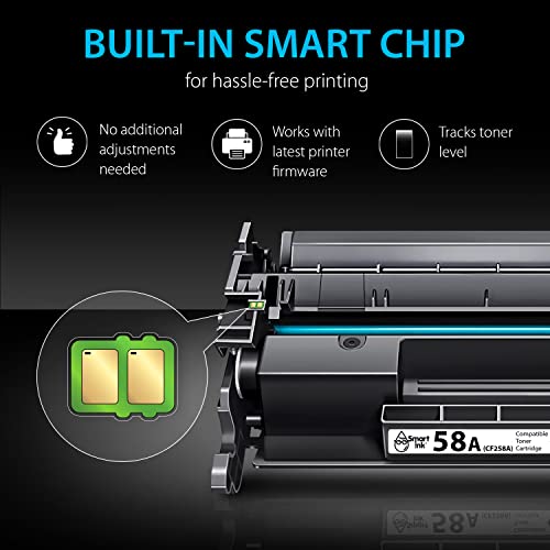 Smart Ink Compatible Toner Cartridge Replacement (with CHIP) for HP 58A CF258A 58X CF258X 58 (2 Black Pack) to use with HP Laserjet Pro M404n M404dn M404dw MFP M428fdw M428fdn M428dw Printers
