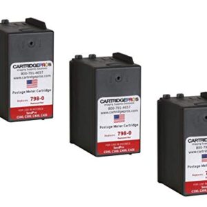 3-Pack Replacement Compatible SL‑798‑0 Ink Cartridges for SendPro C200, C300 and C400 Postage Meters. Made in The USA.