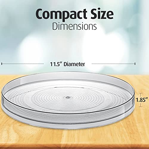 Lazy Susan Turntable Organizer - for Kitchen, Pantry, Cabinet, Dining Table, Refrigerator, Countertop - Clear Spinning Lay Susan- 11.5 Inches - by Homeries (2 Pack)
