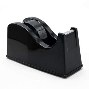 desktop tape dispenser adhesive roll holder (fits 1″ & 3″ core) with weighted nonskid base black