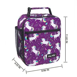 Hap Tim Kids Lunch Box for Girls Boys, Reusable Lunch Bag for Kids, Spacious Lunchbox, Insulated Lunchbag Purple Unicorn(18654-PP)