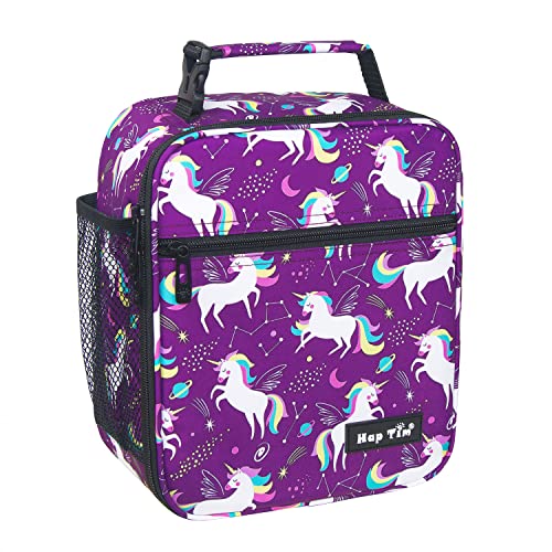 Hap Tim Kids Lunch Box for Girls Boys, Reusable Lunch Bag for Kids, Spacious Lunchbox, Insulated Lunchbag Purple Unicorn(18654-PP)