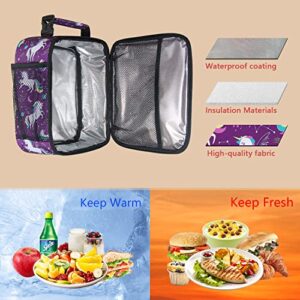 Hap Tim Kids Lunch Box for Girls Boys, Reusable Lunch Bag for Kids, Spacious Lunchbox, Insulated Lunchbag Purple Unicorn(18654-PP)