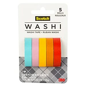 Scotch Washi Tape, Summer Design, 5 Rolls, Great for Bullet Journaling, Scrapbooking and DIY Décor (C1017-5-P4)