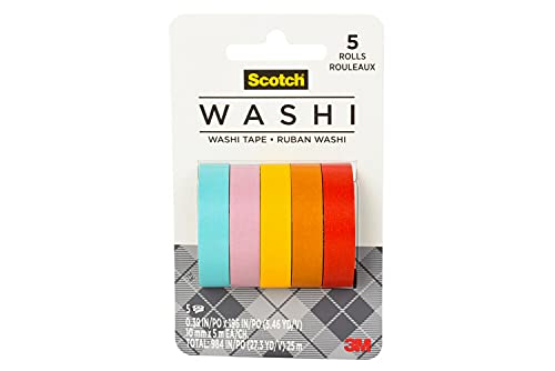 Scotch Washi Tape, Summer Design, 5 Rolls, Great for Bullet Journaling, Scrapbooking and DIY Décor (C1017-5-P4)