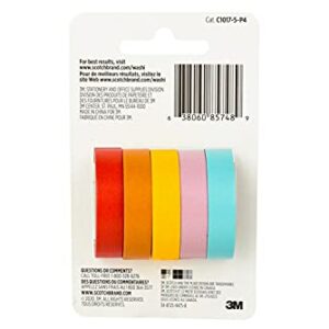 Scotch Washi Tape, Summer Design, 5 Rolls, Great for Bullet Journaling, Scrapbooking and DIY Décor (C1017-5-P4)