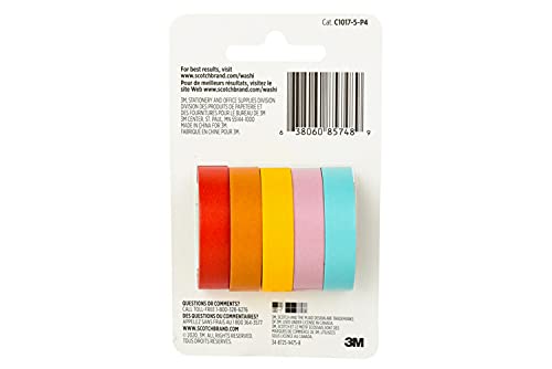 Scotch Washi Tape, Summer Design, 5 Rolls, Great for Bullet Journaling, Scrapbooking and DIY Décor (C1017-5-P4)