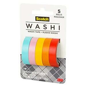 Scotch Washi Tape, Summer Design, 5 Rolls, Great for Bullet Journaling, Scrapbooking and DIY Décor (C1017-5-P4)